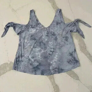 American Eagle Soft & Sexy Blue & Gray Tie Dye Cold Shoulder Top Women’s Medium